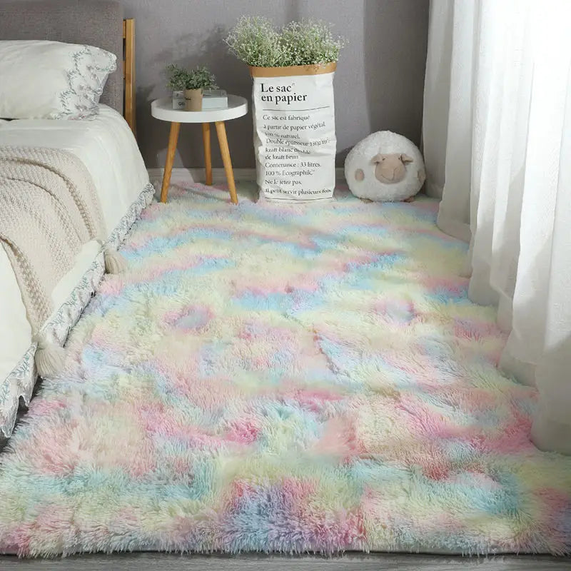 Machine Made Polyester Bedroom Floor Mat 40cm x 60cm – Gradient Rainbow