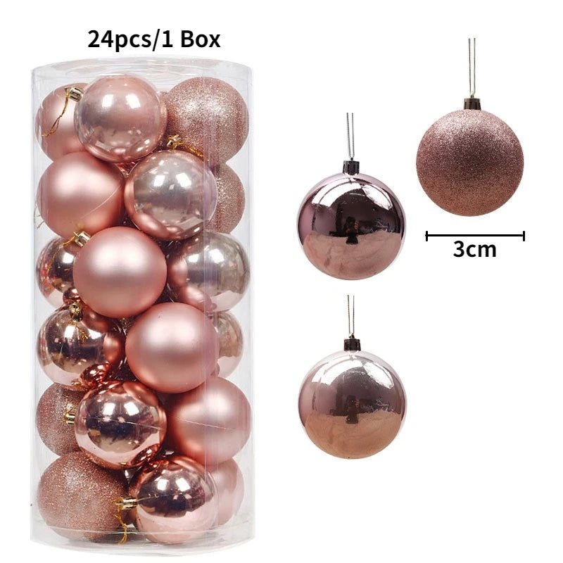 Christmas Tree Ornament Ball Set, 3cm Hanging Decorations (24/36 Pack) – 24pcs Champagne