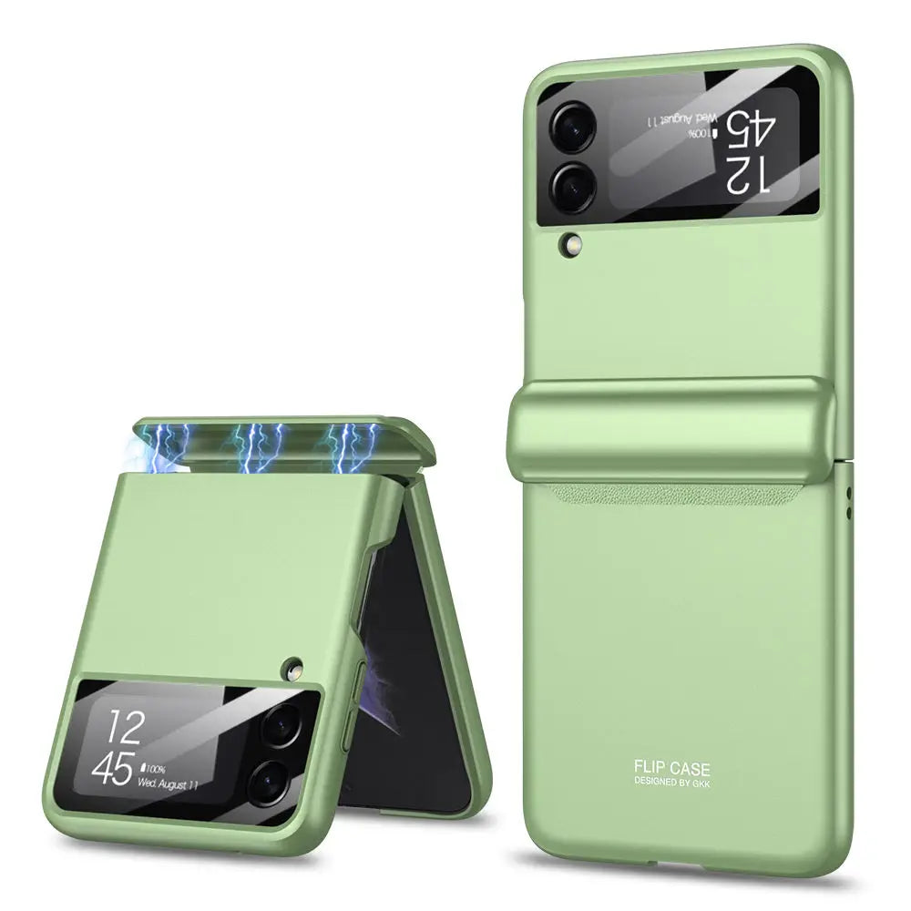 Magnetic Hinge Case for Samsung Galaxy Z Flip 4 with Screen Protector – Light Green