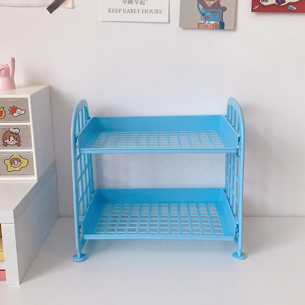 JESJELIU Desktop Stationery Rack Plastic Storage Organizer 21 × 13.7 × 19.8cm – Blue