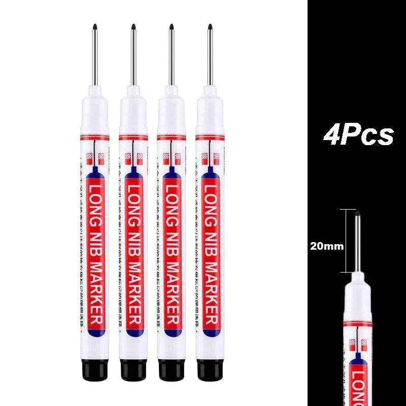 2cm Long Head Waterproof Deep Hole Marker Pens for Woodworking – Black 4Pcs