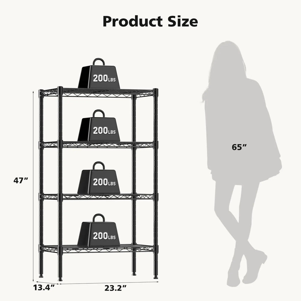 JHK Adjustable Metal Wire Storage Shelves - 3, 4, or 5 Tier Options – 4-Tier