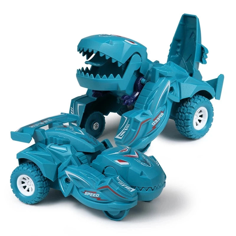 2-in-1 Dinosaur Deformation Car Toy, 1:43 Scale ABS Plastic Vehicle – Green