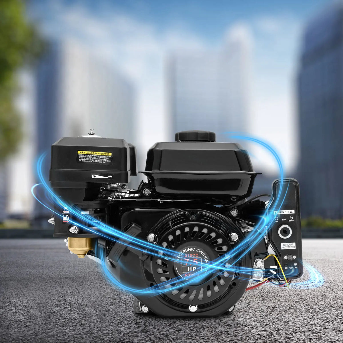 7.5HP 4-stroke 212cc black gasoline engine with electric start