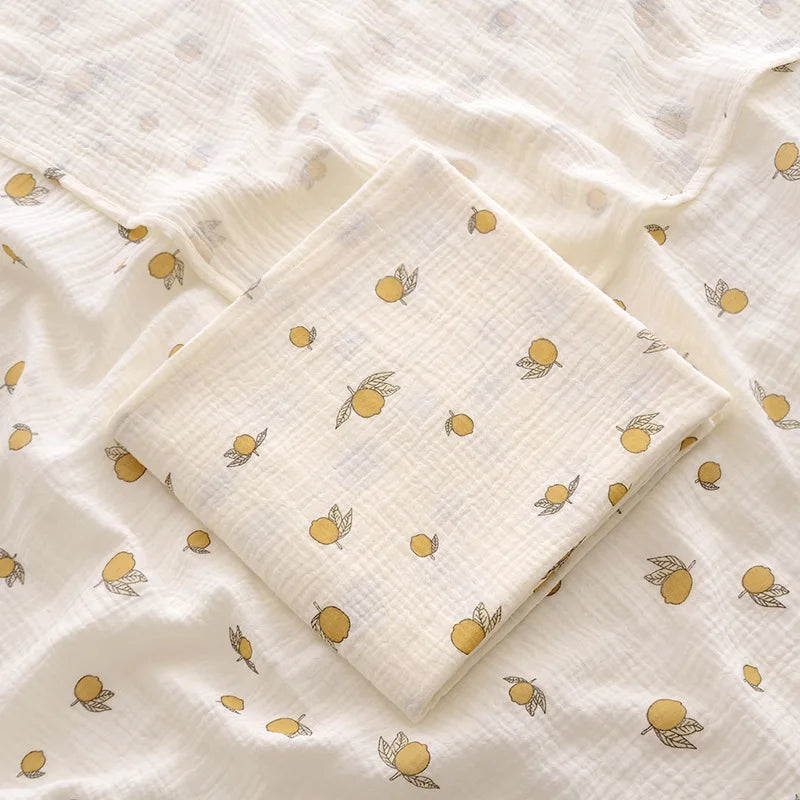 Cotton Muslin Baby Receiving Blanket 100x100cm Swaddle – Lemon