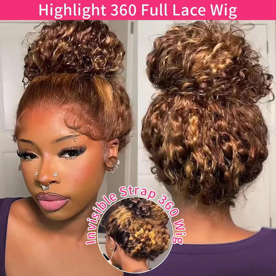 Highlight Body Wave Human Hair Lace Front Wig P4/27 – 360 Deep Wave