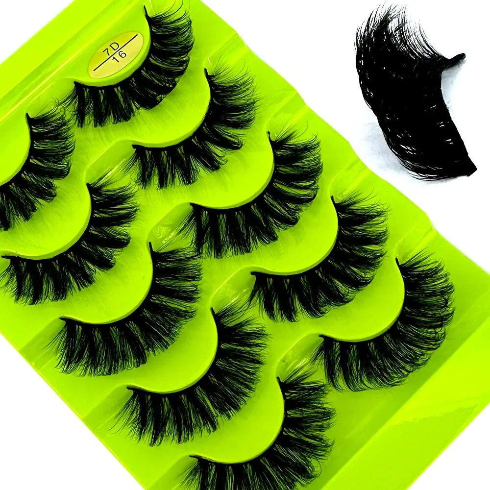 3D Natural D Curl False Eyelashes - 5 Pairs Synthetic Wispy Strip Lashes – 5pairs7D16