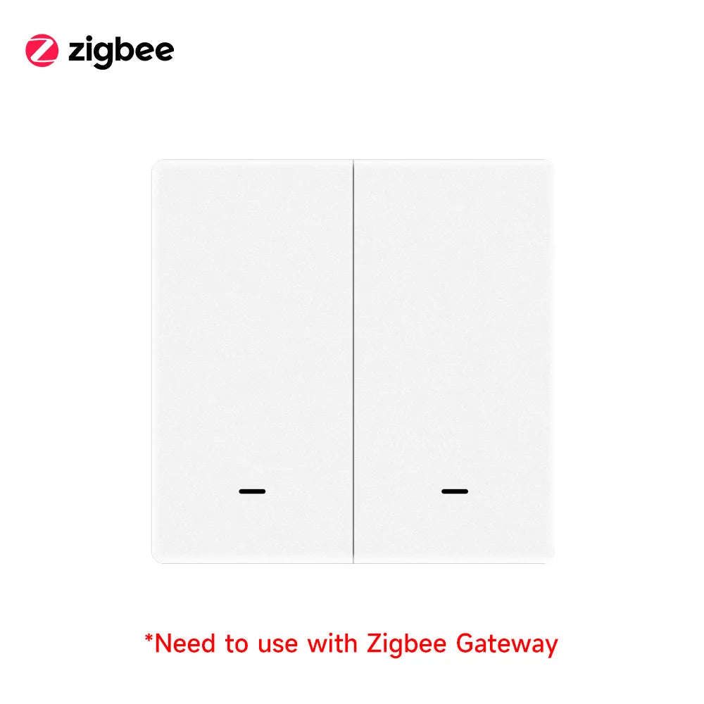 iHseno ZigBee 3.0 Wireless Smart Scene Switch, Battery-Powered Push Button – 2Gang Zigbee