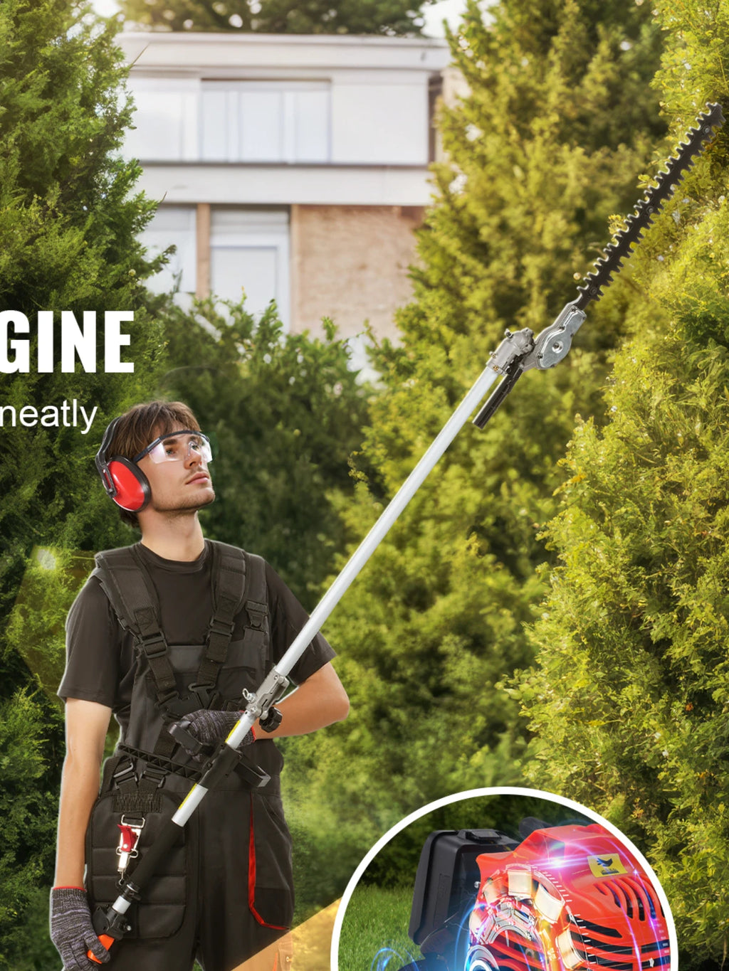 SucceBuy 33CC 6-in-1 Multi-Functional Gas Hedge Trimmer Garden Tool Set – High 33cc 33.5lbs