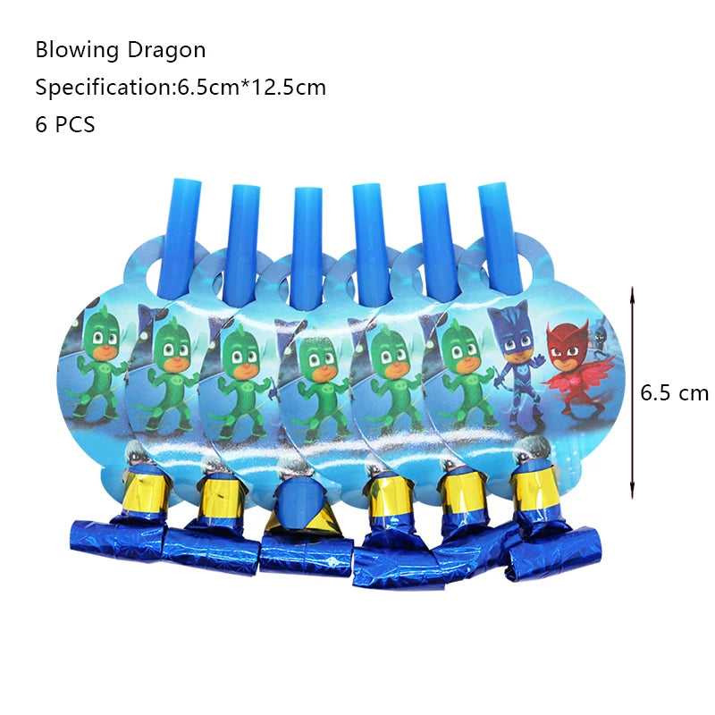 PJ Masks Birthday Party Decoration Balloon and Tableware Set – Blowing Dragon -6pcs