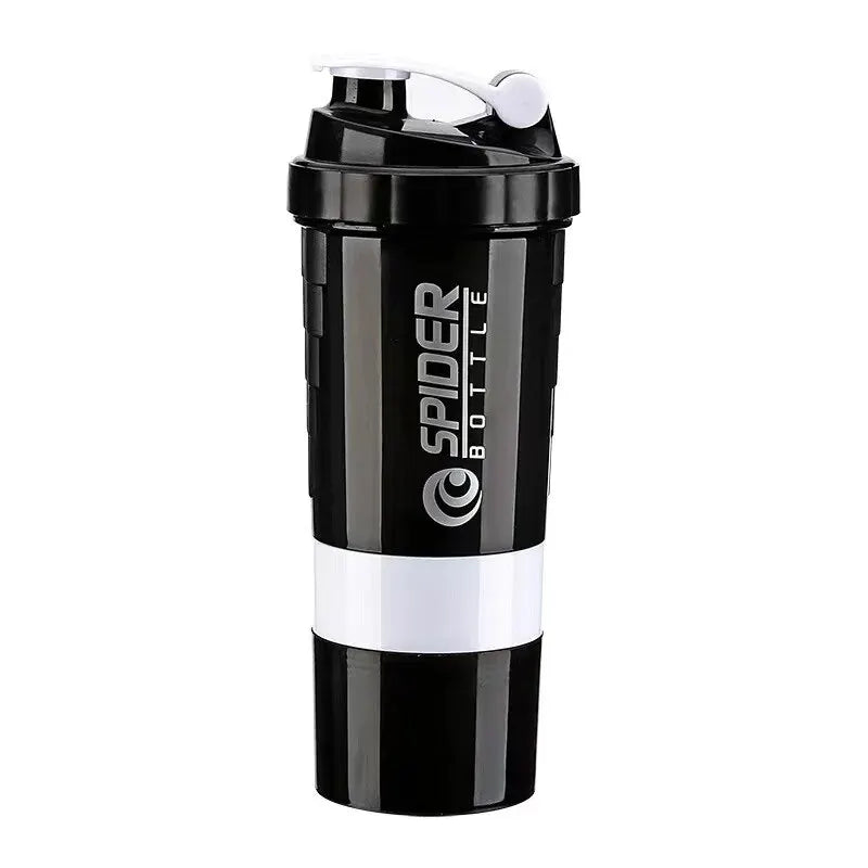 FEB.WIND 3-Layer 500ml Protein Shaker Bottle with Mixing Cup – White