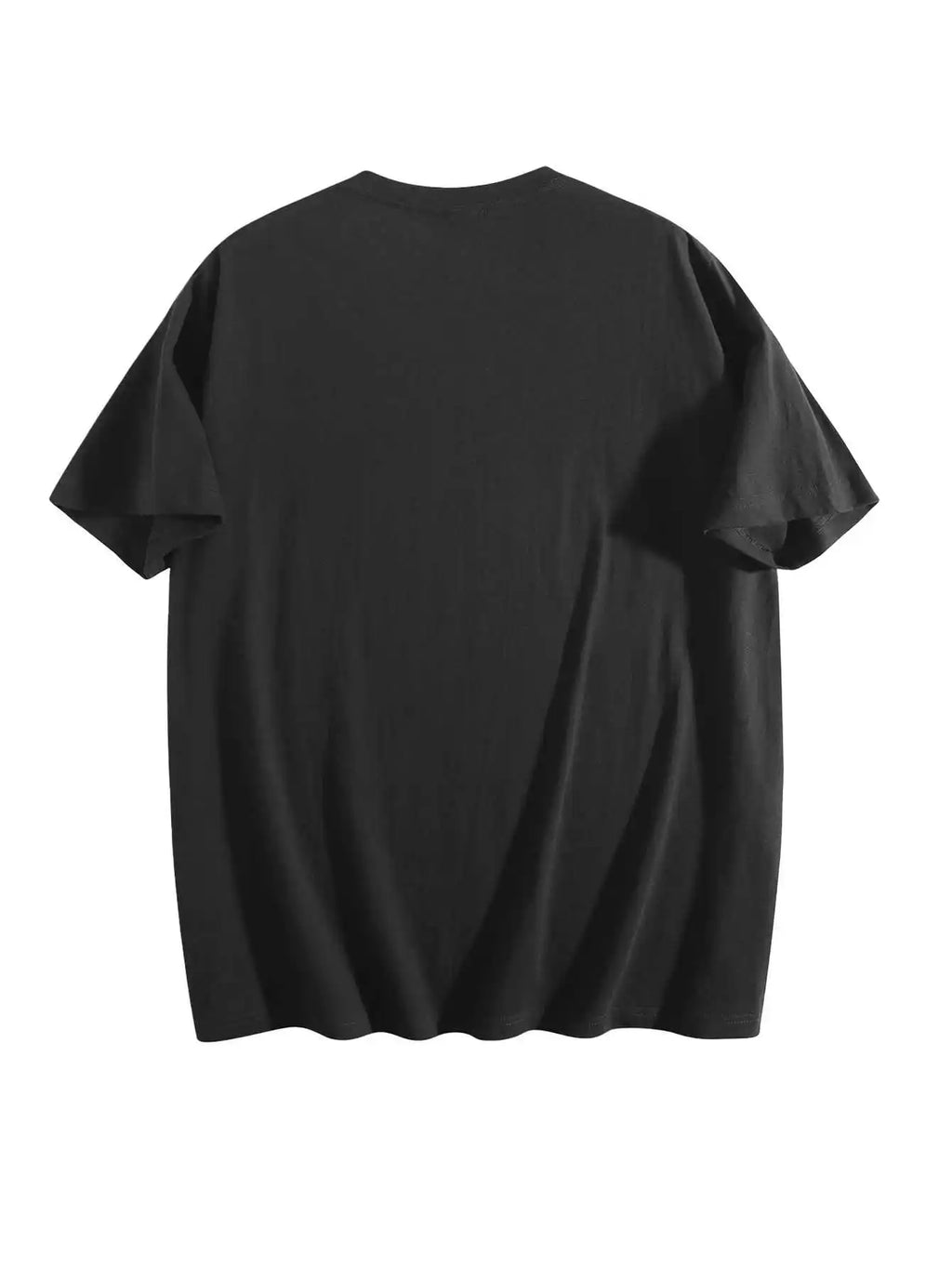 Plain black men's t-shirt, back view