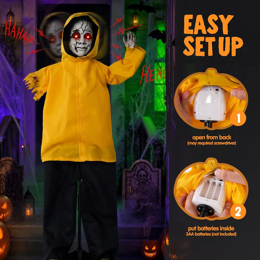 Halloween ghost animatronic with battery installation instructions