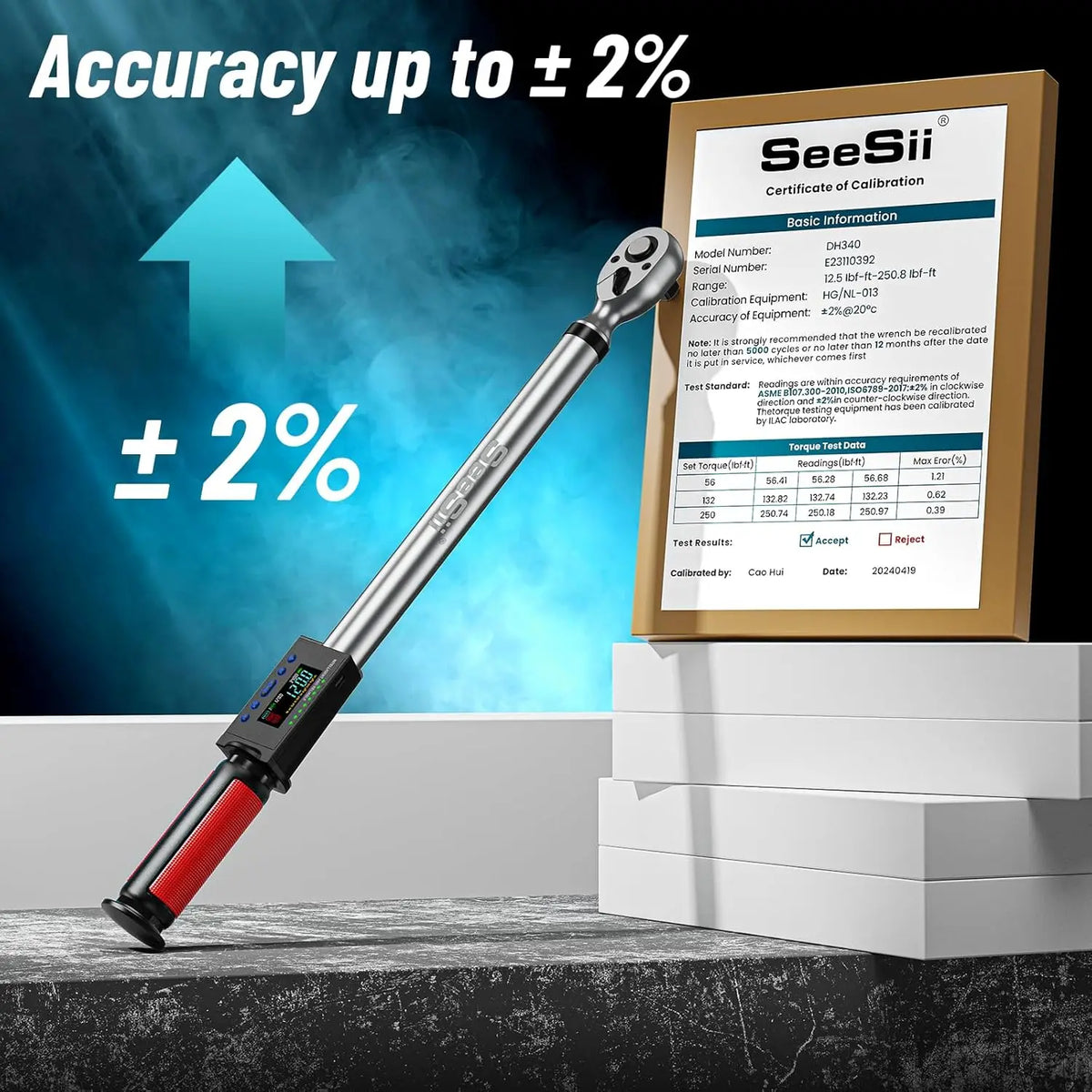 Digital torque wrench with certificate of calibration