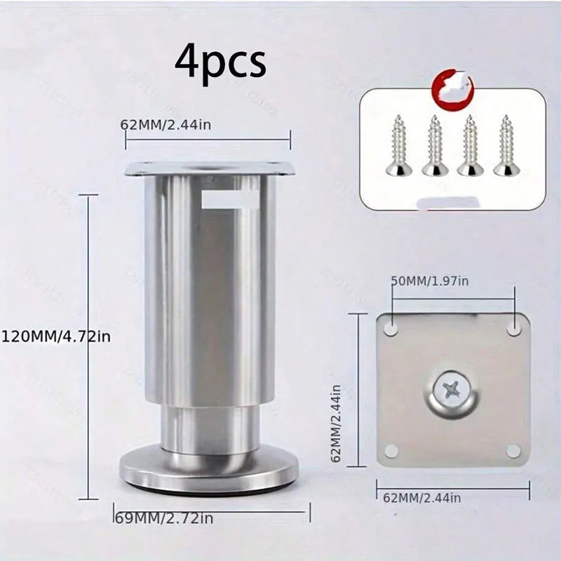 Adjustable Stainless Steel Furniture Legs - 4 Pack – 120mm
