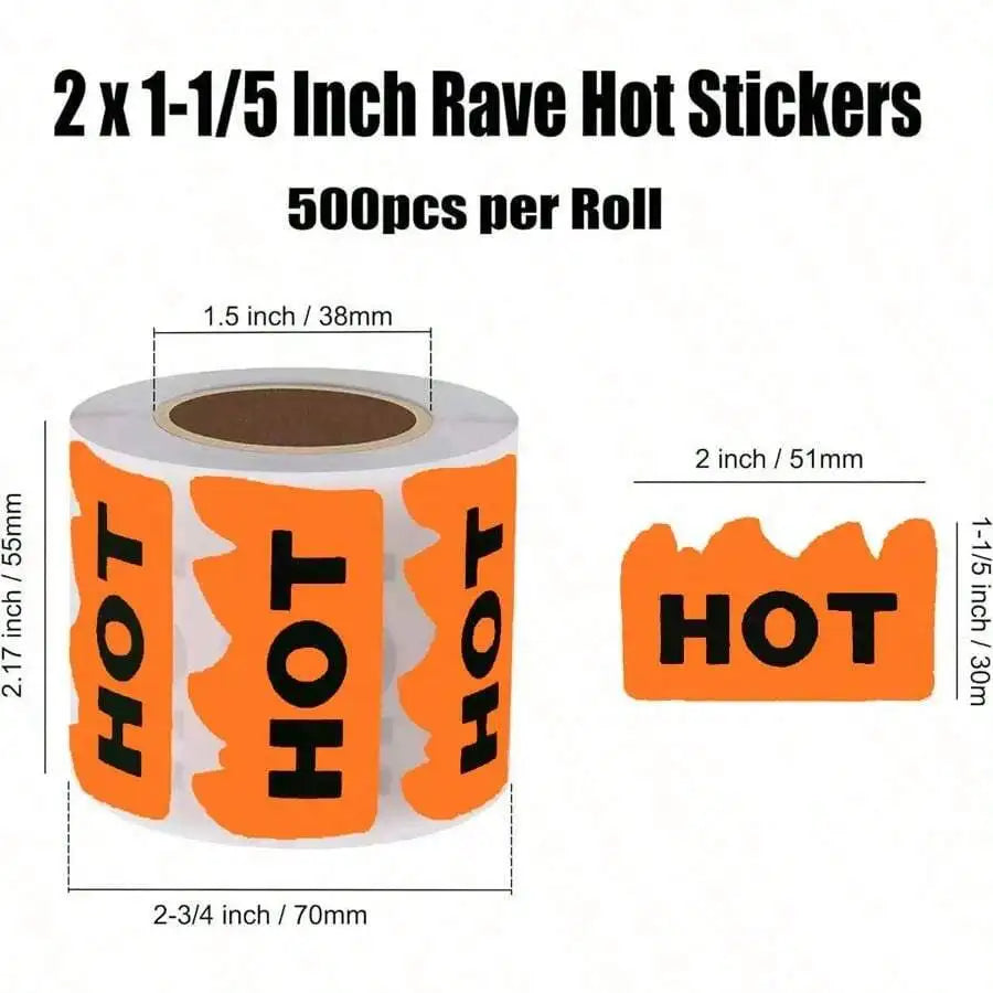 500pcs Fluorescent Flame Shape Marking Labels 50 x 30 mm – Orange