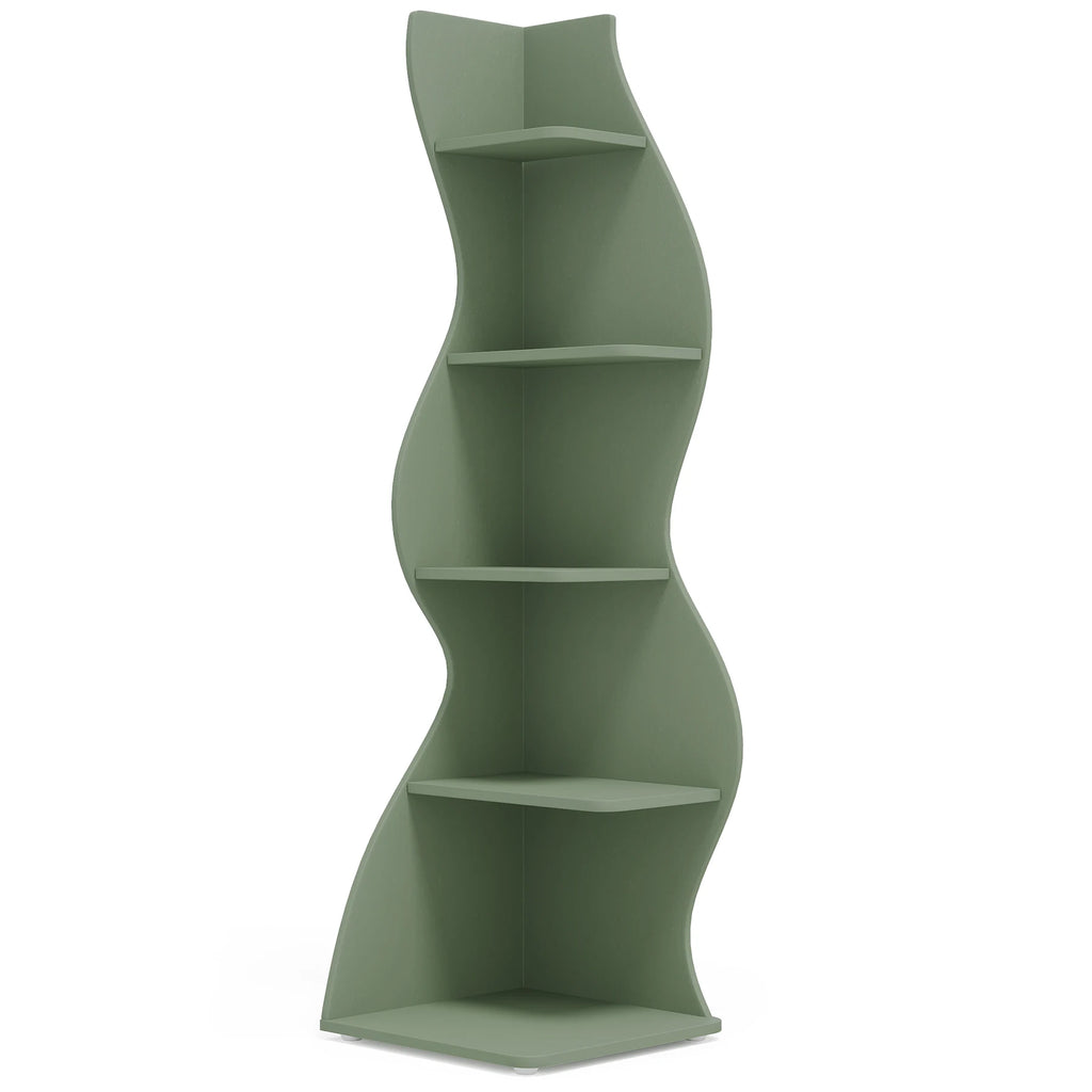 Tribesigns 5-Tier Corner Bookshelf, 19.6"D x 18.8"W x 69.8"H – Green