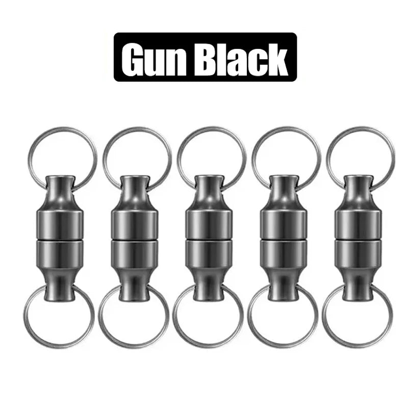 Magnetic Keychain with Metal Ring - Carbon Steel Anti-loss Holder – Gun Black