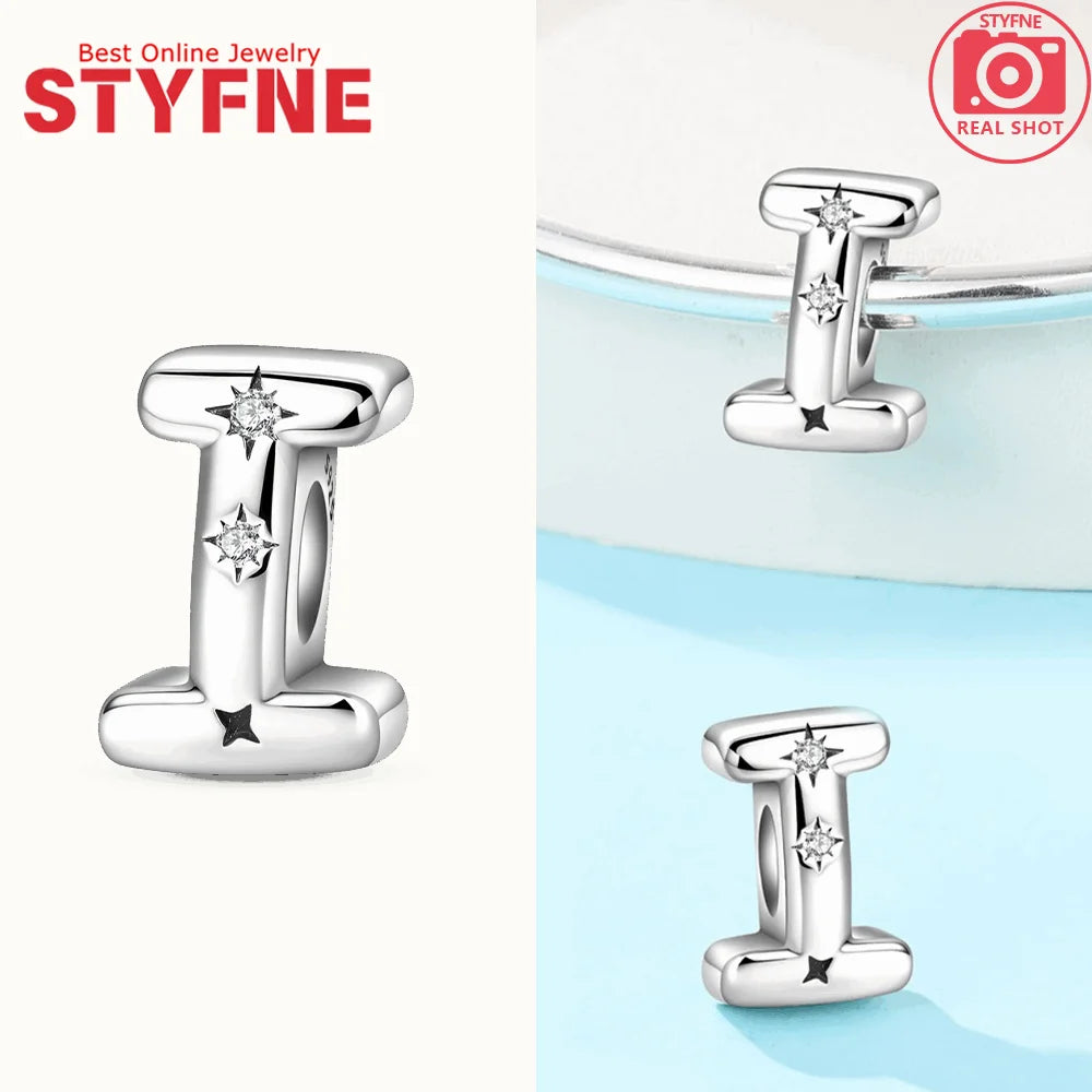 925 Silver Letter Charm with Zircon for Bracelet Jewelry Making – GYC1957-I