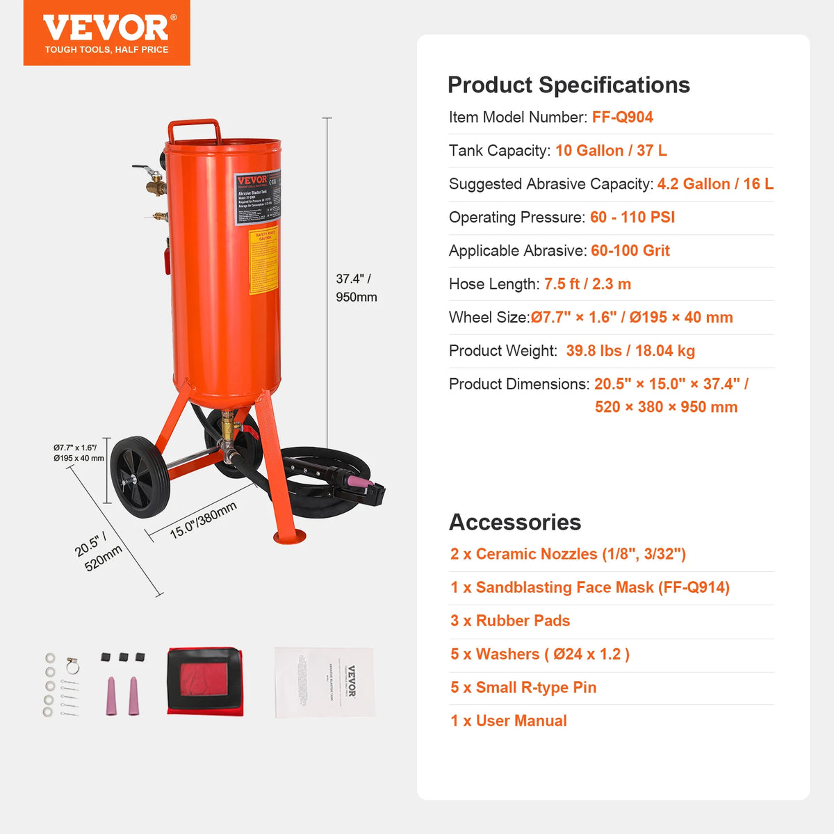 SucceBuy Portable Sandblaster Kit (5, 10, or 20 Gallon) – 10 Gallon