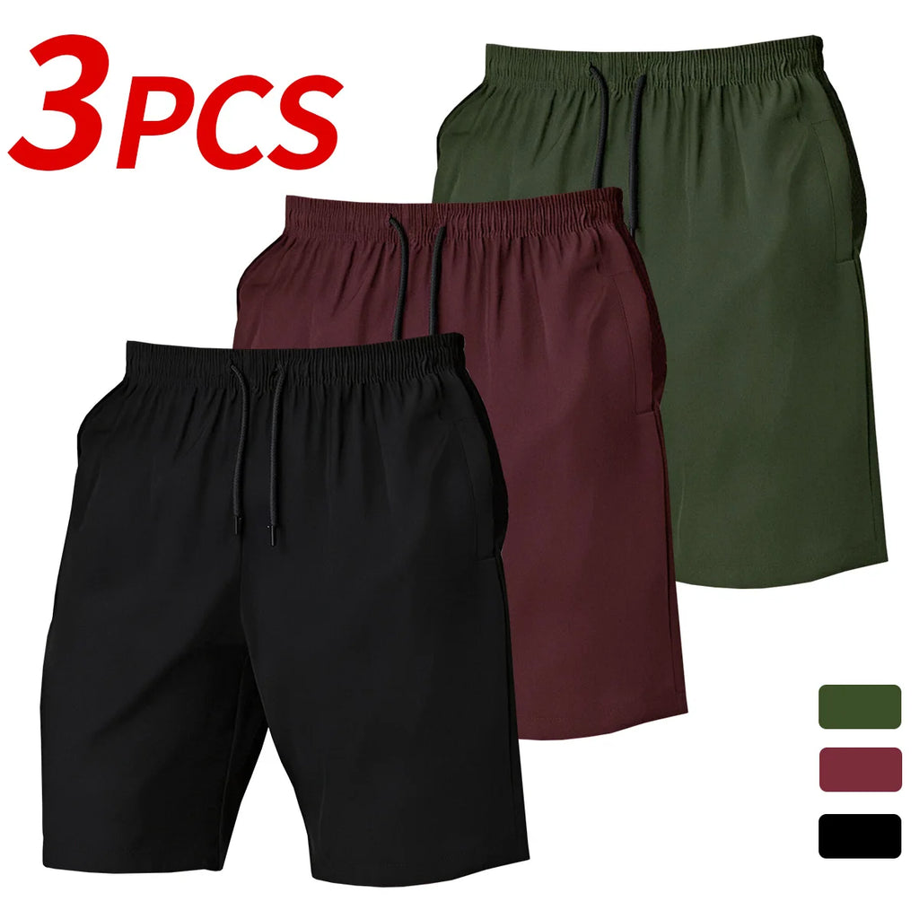 Men's 3-Piece Quick-Dry Shorts Set, Lightweight Polyester – 3pcs