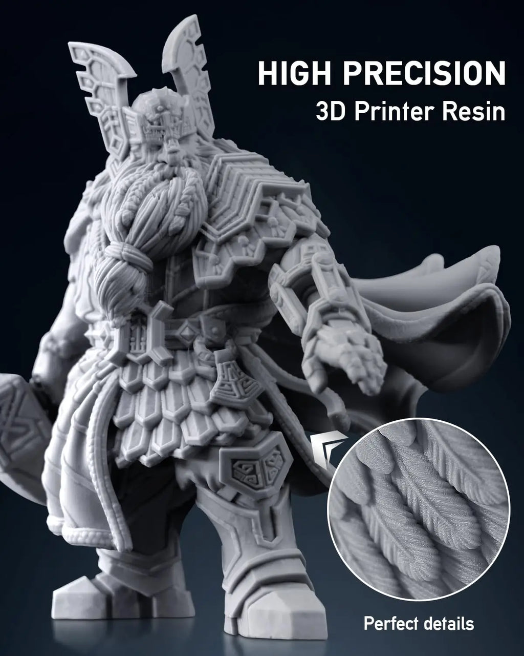 Highly detailed 3D printed fantasy warrior figurine