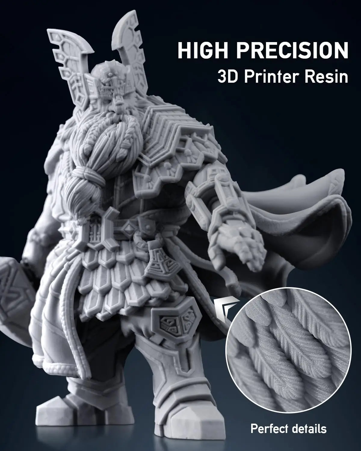 Highly detailed 3D printed fantasy warrior figurine