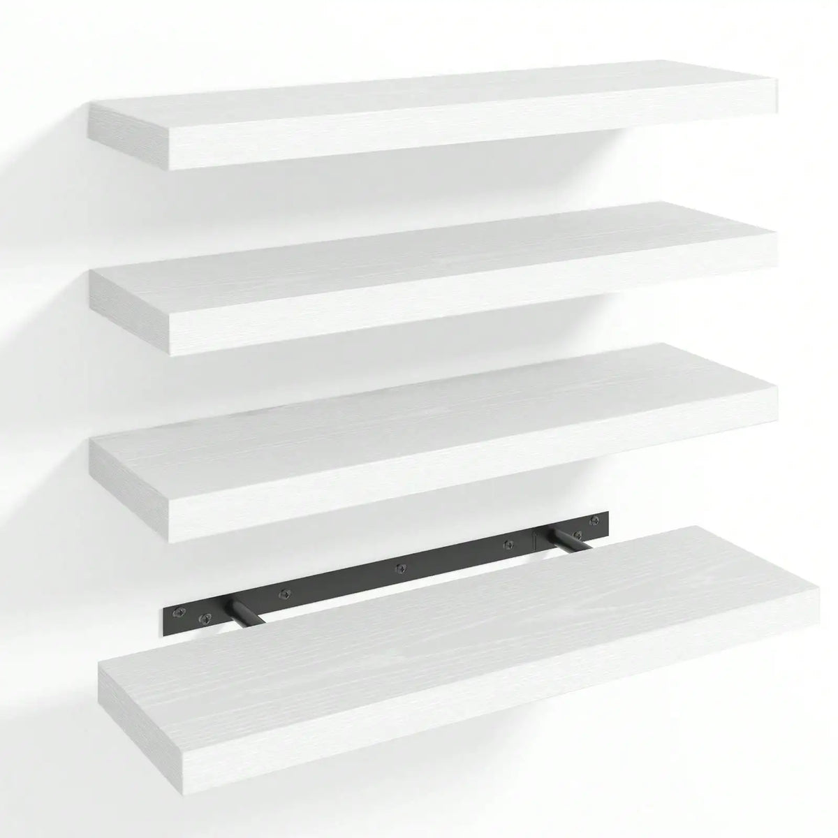 4-Pack 15.8-Inch Floating Wall Shelves, MDF Wood Storage – 4pcs White