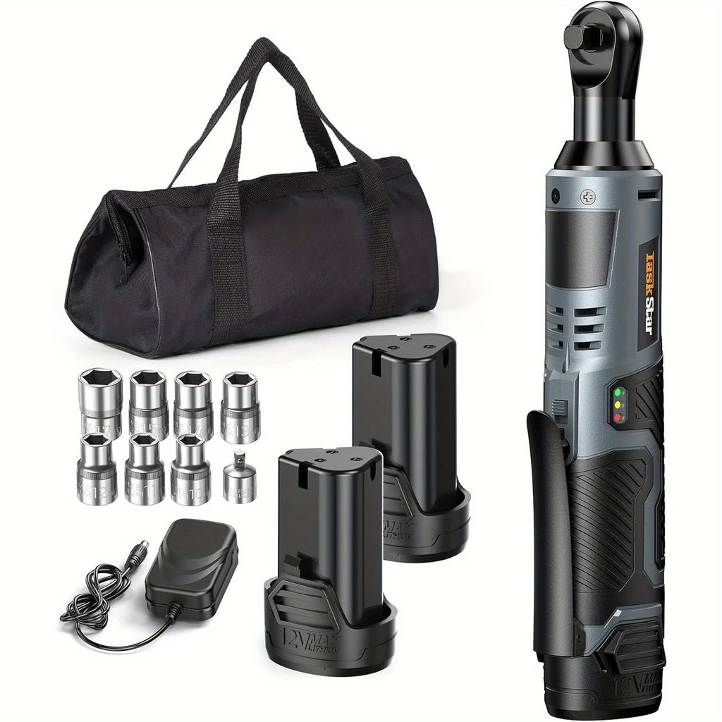 Taskstar 12V 3/8" Cordless Ratchet Wrench Kit with 2 Batteries – Ratchet wrench kit