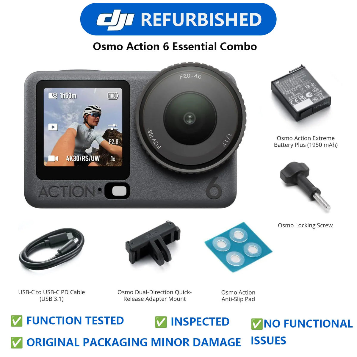 DJI Osmo Action 6 8K Camera with 1/1.1" Sensor and 4hr Battery – Used EssentialCombo