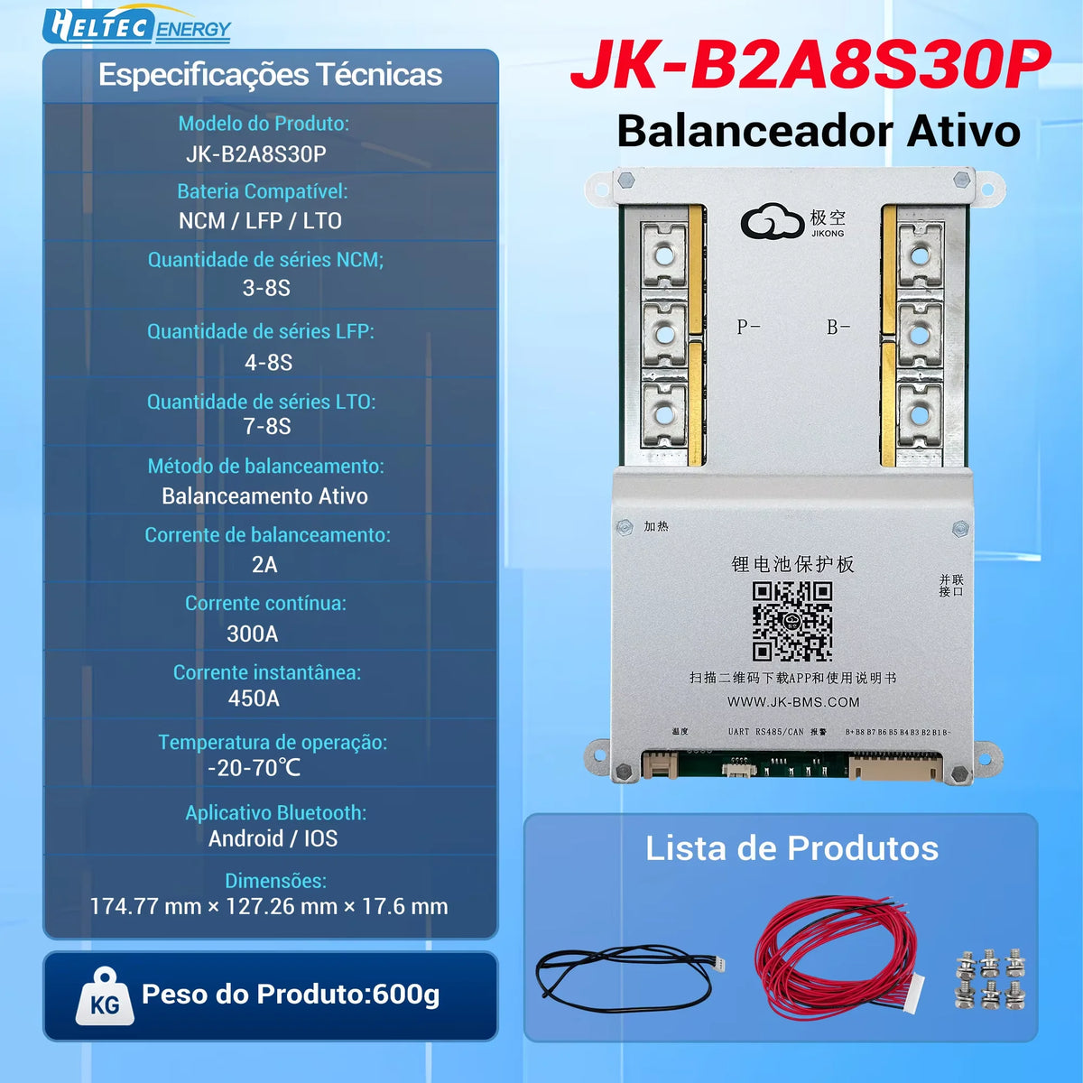 4S Active Battery Balancer 5A for NCM and LiFePO4 with Voltage Display – JK-B2A8S30P