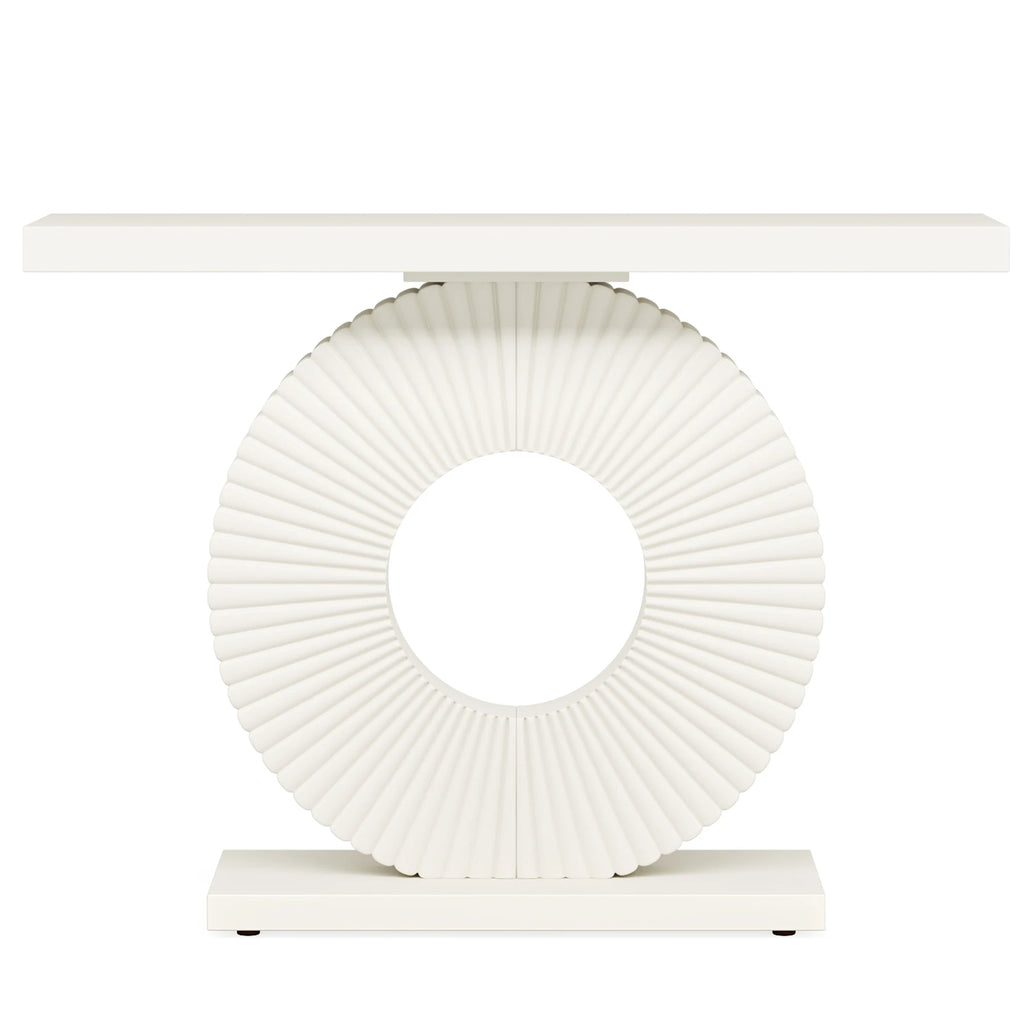 Tribesigns Modern Console Table, 40-inch Geometric Base Entryway Table – White