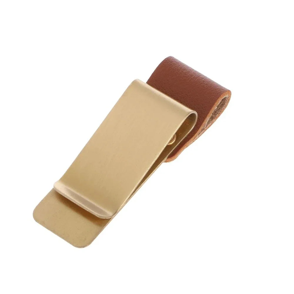 Metal and Faux Leather Pen Holder Clip for Notebooks – D 5.2 x 2cm
