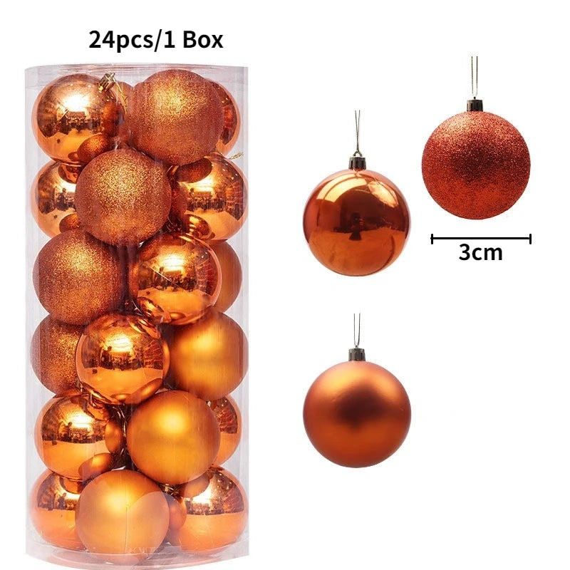 Christmas Tree Ornament Ball Set, 3cm Hanging Decorations (24/36 Pack) – 24pcs Orange