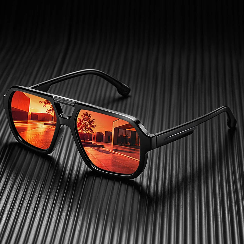 Awgsee Polarized Pilot Square Sunglasses for Adults UV400 – red