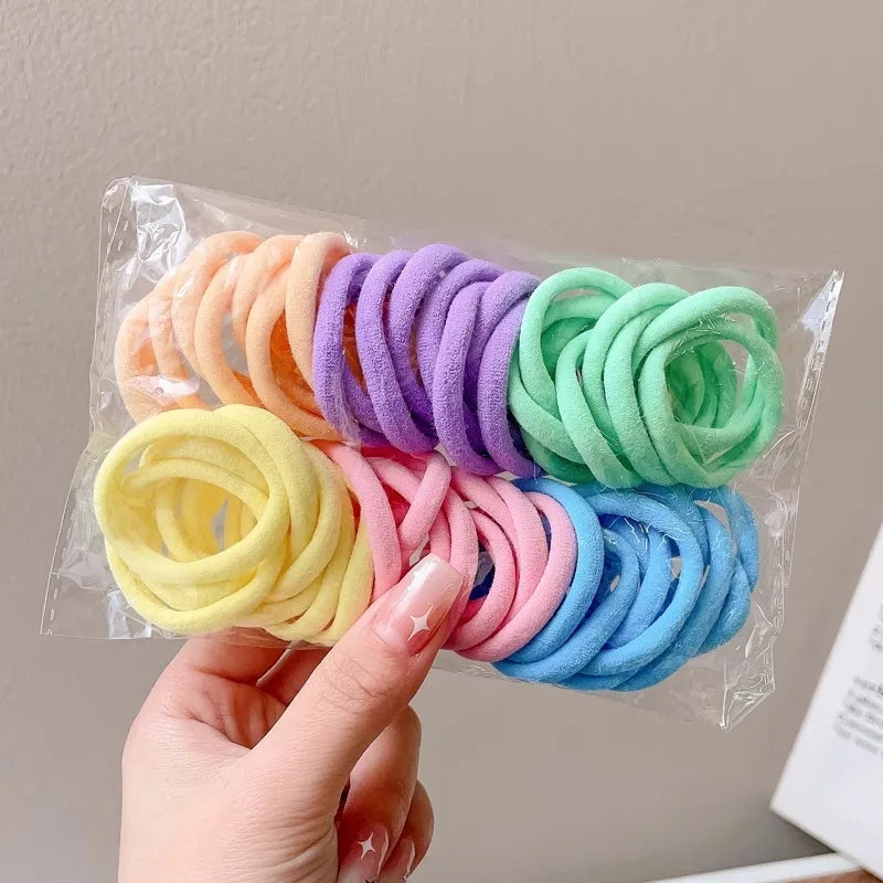 50PCS Seamless Elastic Hair Bands, Cotton Ponytail Holders for Women – I