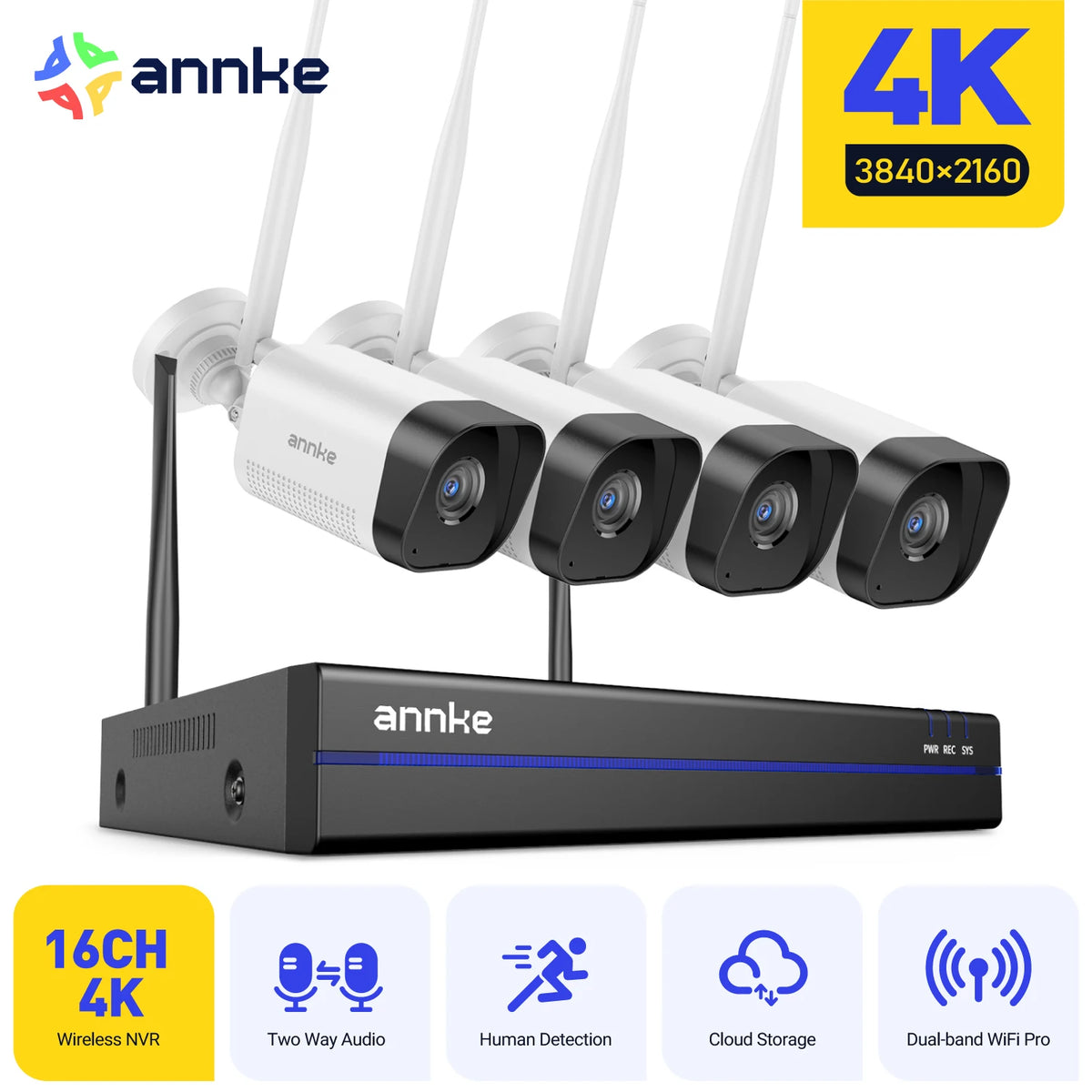 Annke 8MP 16-Channel 4K WiFi Security Camera System with Night Vision – 4PCS CAMERA