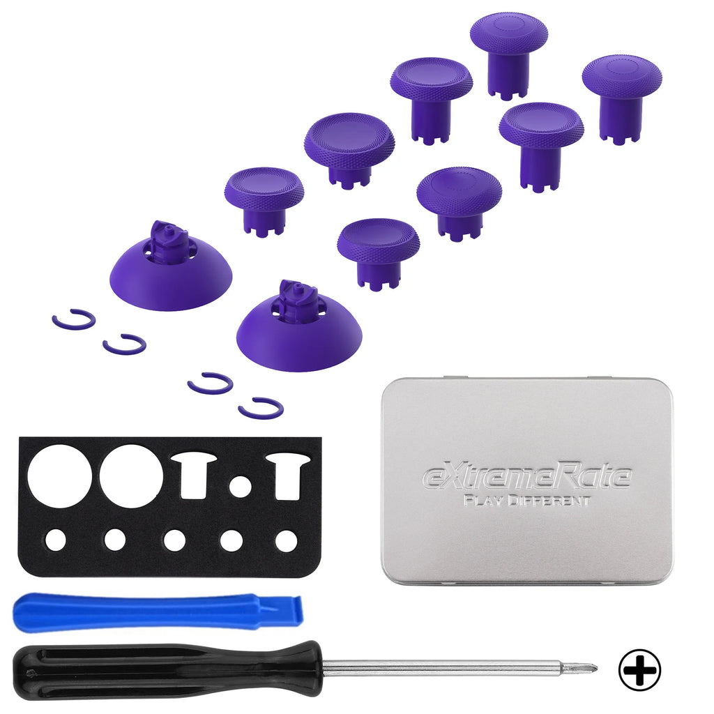 eXtremeRate ThumbsGear V3 Interchangeable Thumbsticks for PS5, PS5 Edge, PS4 – Purple