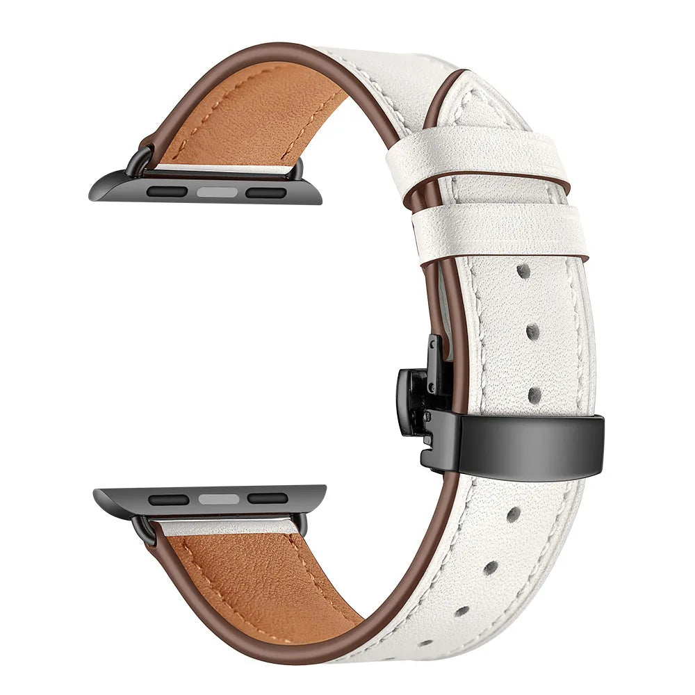Fabric Watch Band for Apple Watch 38mm 40mm 41mm 42mm 44mm 45mm – Black Button White