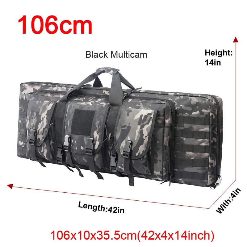 Tactical Double Rifle Case Backpack, 81–122 cm – 106cm Black Camo