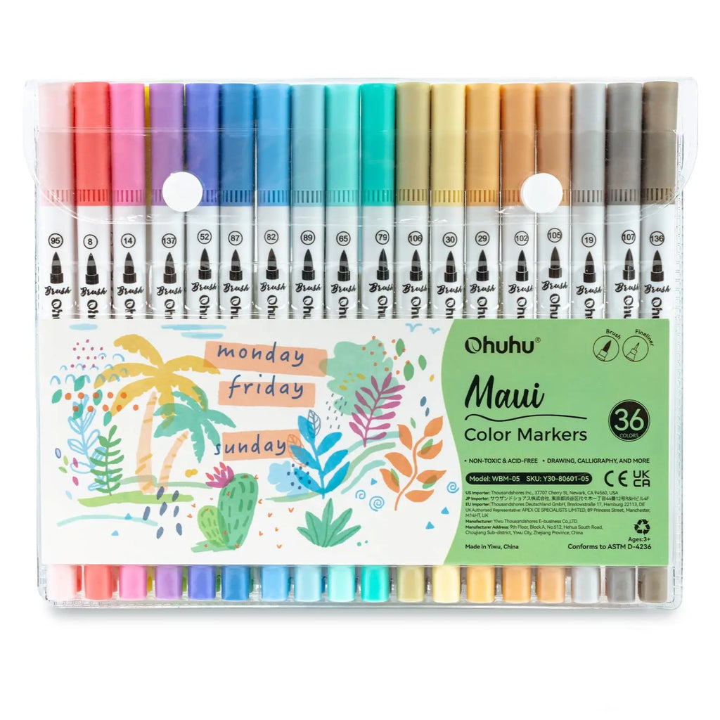 Ohuhu Dual Tip Art Markers with Brush and Fine Tips, 36–160 Colors – 36 Pastel Colors