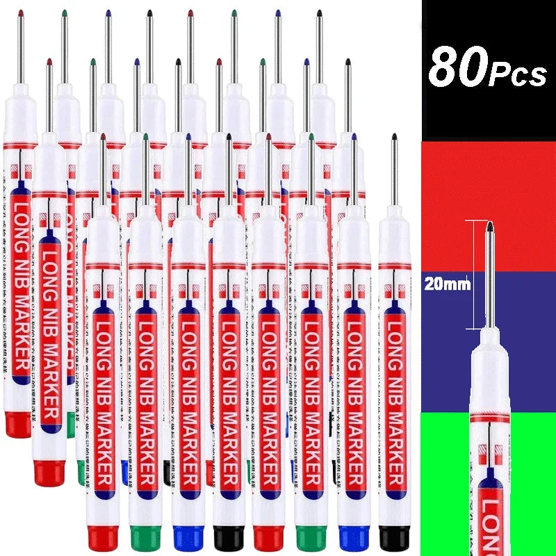 2cm Long Head Waterproof Deep Hole Marker Pens for Woodworking – 80PCS - 4colorMix-1
