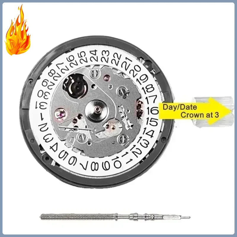 NH35A Mechanical Automatic Movement with Date Wheel – White at 3