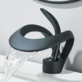 Solid Brass Waterfall Basin Faucet with Single Handle Mixer – Matte Black