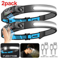 Vastfire 1000mAh COB LED Headlamp with Sensor and USB Rechargeable Battery – 1-White 2PCS