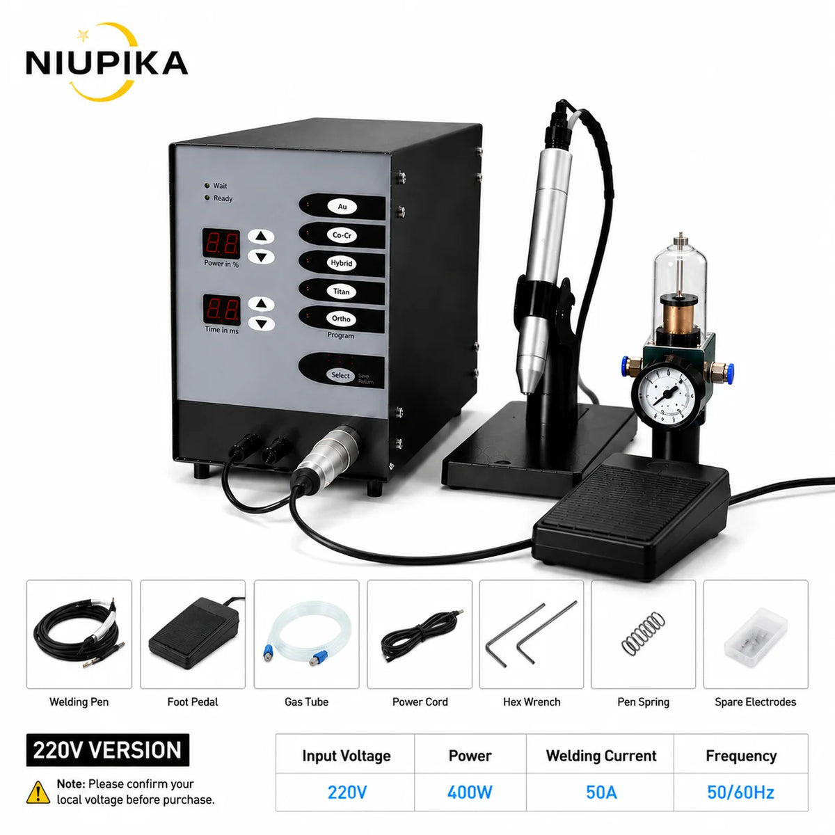 Niupika Argon Arc Spot Welder for Jewelry and Dental Repair – 220V PLUG