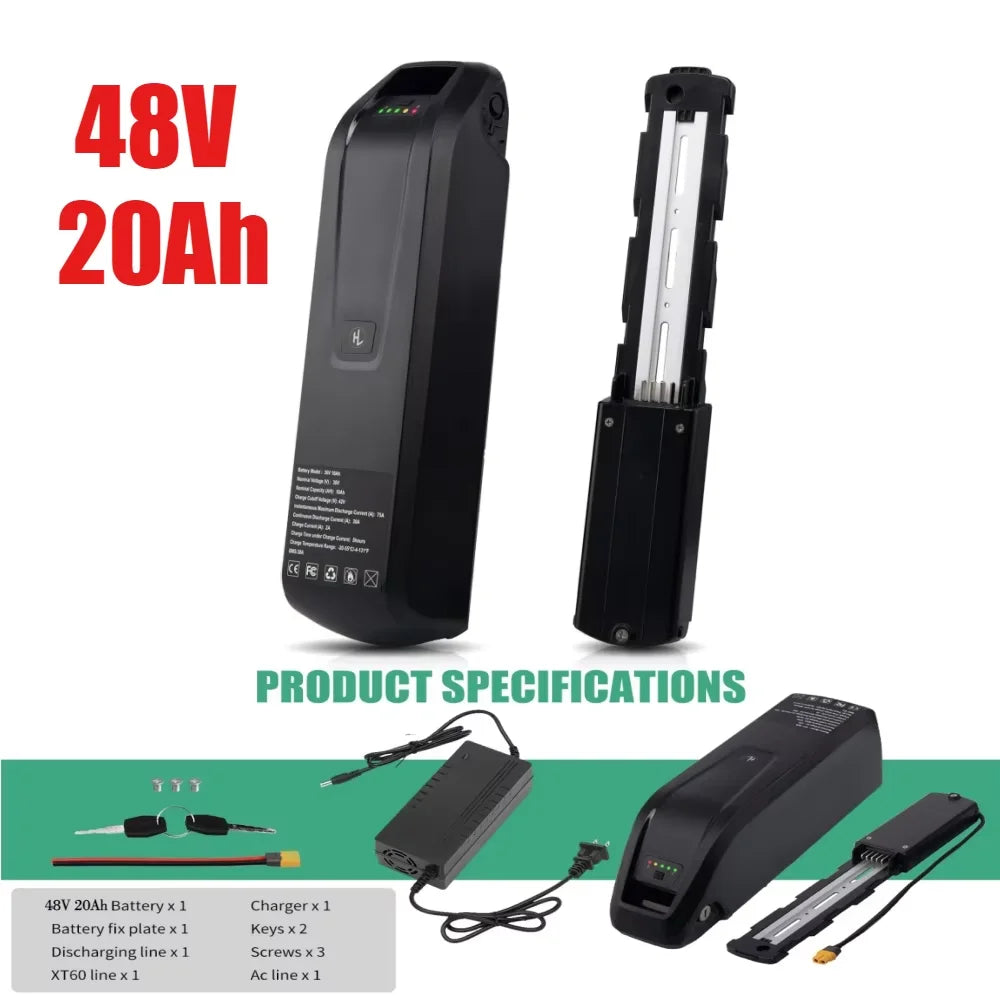 Hailong Li-ion Ebike Battery 36V 48V 10Ah-20Ah for 200W-2000W Motors – 48V-20AH