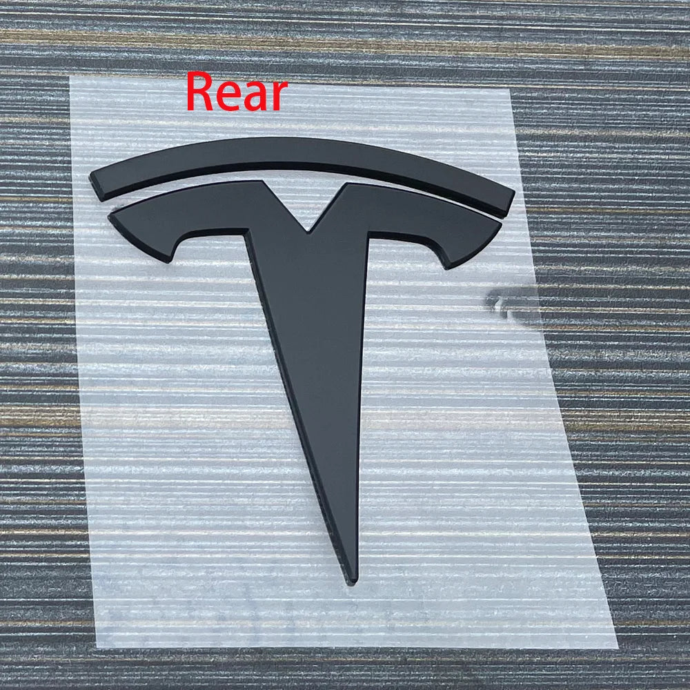 Tesla Model 3 and Model Y 3D Zinc Alloy Front Hood and Rear Trunk Logo Sticker – Rear Matte black