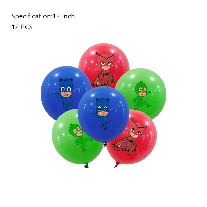 PJ Masks Birthday Party Decoration Balloon and Tableware Set – Latex Balloon -12pcs