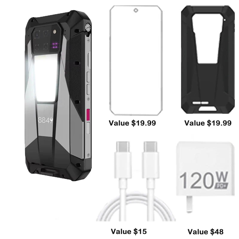 8849 Tank 3 Pro Rugged Smartphone with Projector, 23800mAh Battery – Case Set